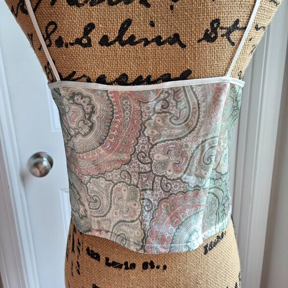 VTG  Victoria’s Secret Gold Label Satin Pastel Paisley Printed Cami Top Size S - Picture 7 of 7